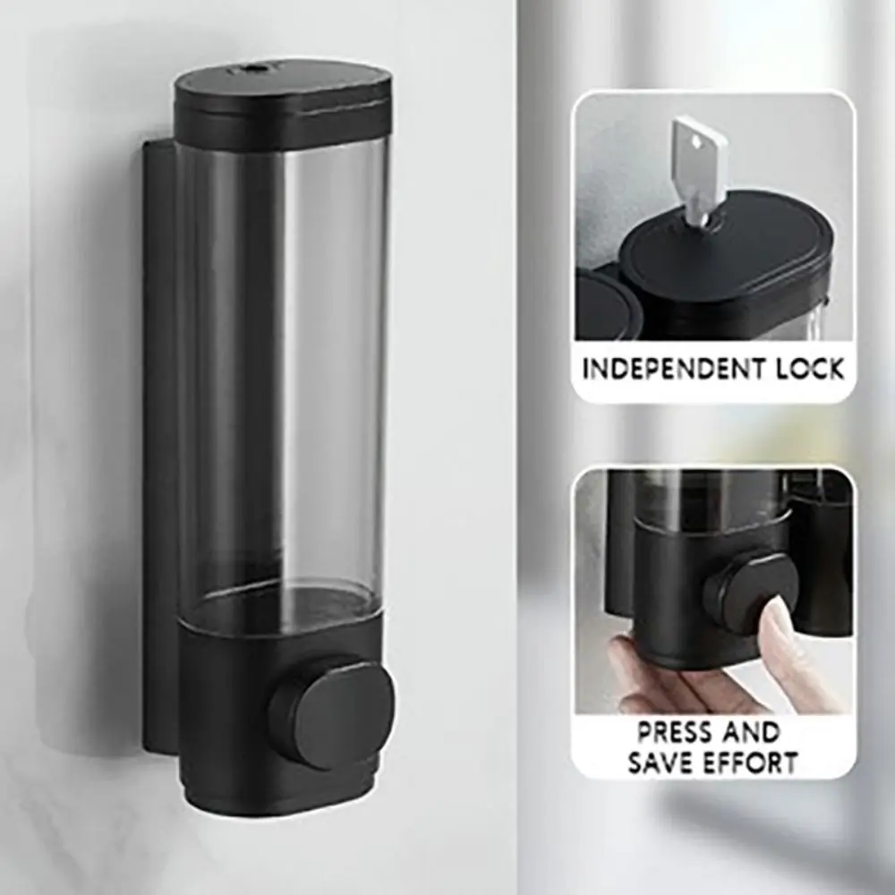 New ABS Plastic Manual Soap Dispenser White Black Wall-mounted Shampoo Gel Dispenser Liquid Soap Container Kitchen