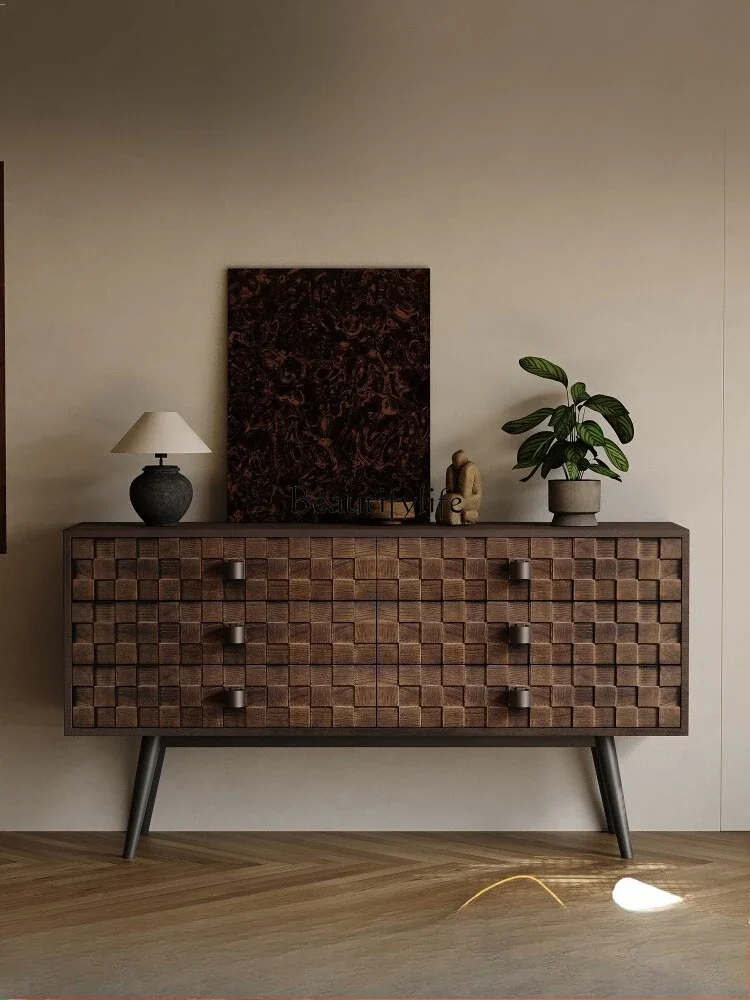 

Medieval solid wood six-bucket cabinet against the wall storage cabinet