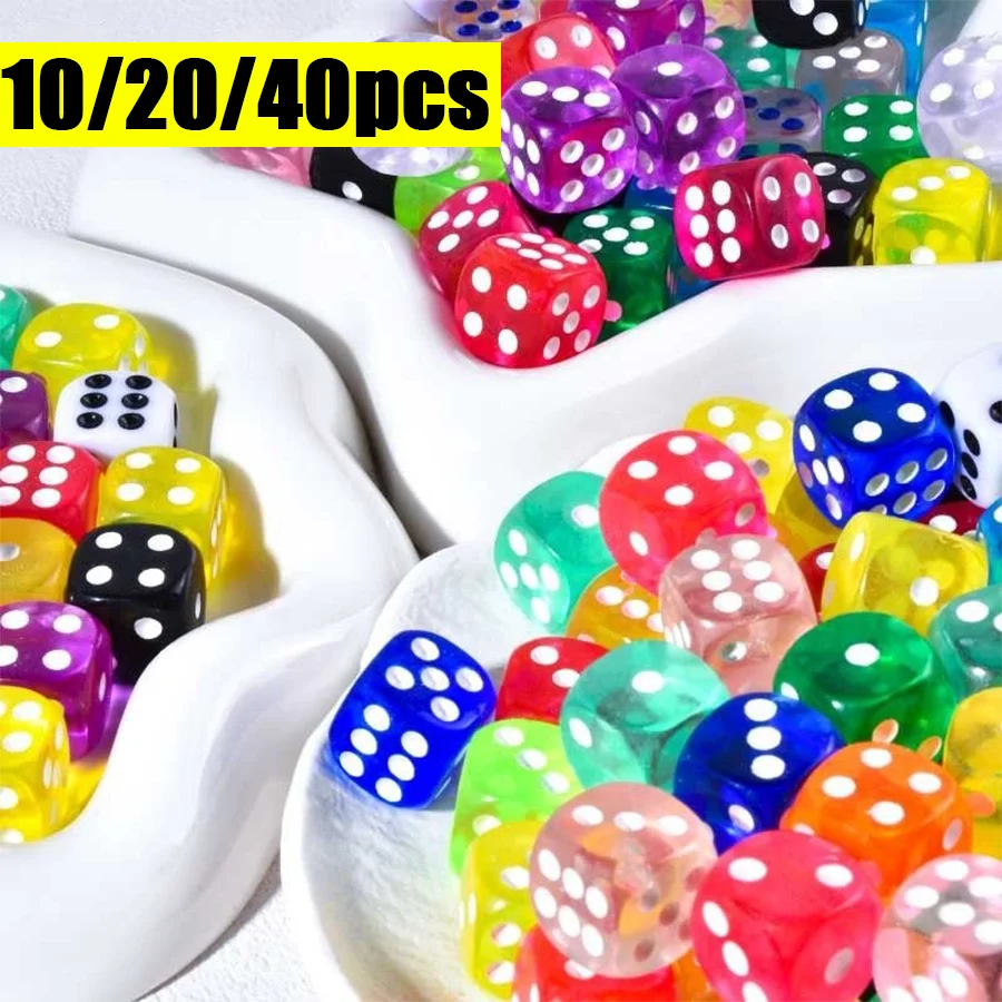 

10/20/40 шт. прозрачных акриловых игральных костей 14 мм, интерактивный игровой инструмент, принадлежности для настольных игр и развлечений для вечеринок XJM