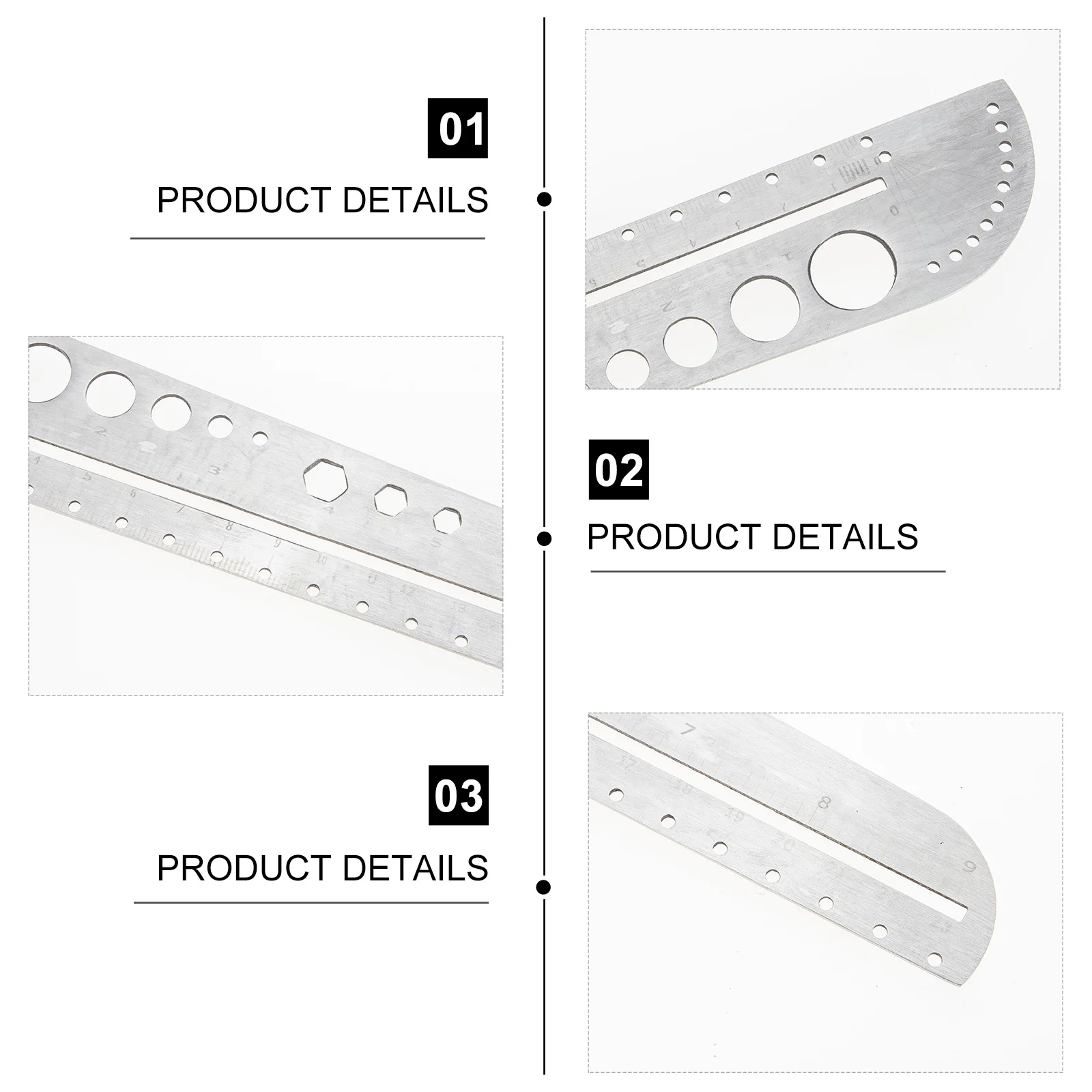 مسطرة قياس متعددة الوظائف من الفولاذ المقاوم للصدأ أداة قياس قوية قالب مؤشر الدائرة منقلة لمصممي الأزياء