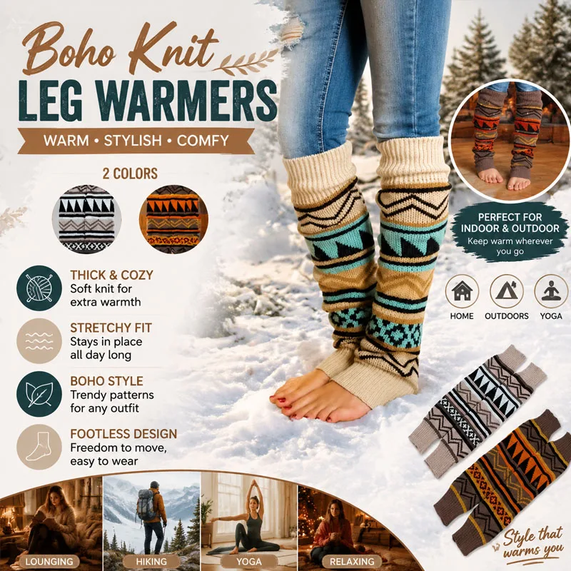 Charming Bohemian Thick Knitted Slouch Leg Warmers, Great for Cold Days, Dance Practice, Yoga Exercise, and Everyday Fashion.