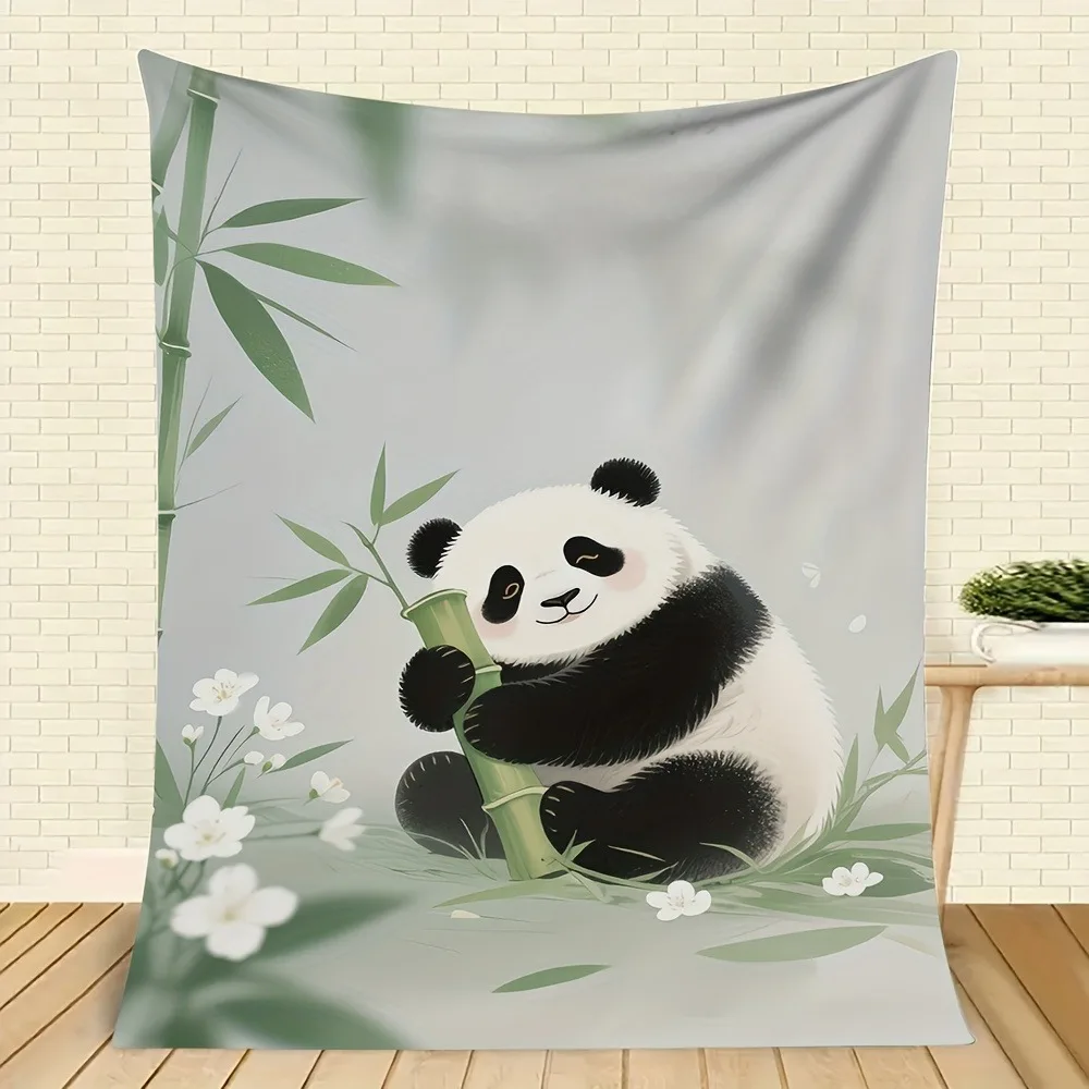

Очаровательное бамбуковое одеяло с пандой-милым животным узором, уютный чехол для дивана-кровати для современного домашнего декора Serene