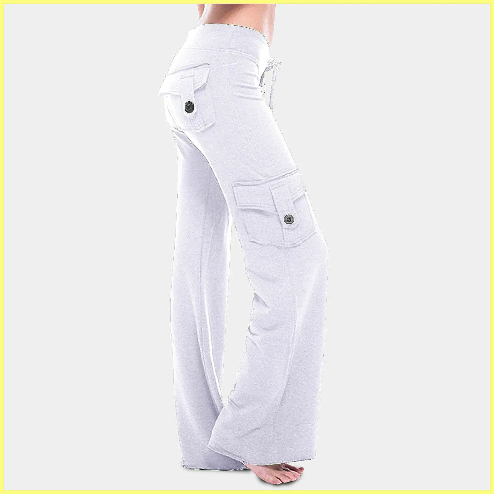 Women's High Waisted Wide Leg Yoga Pants, Cargo Bootcut with Pockets - Summer Casual & Versatile Daily Wear