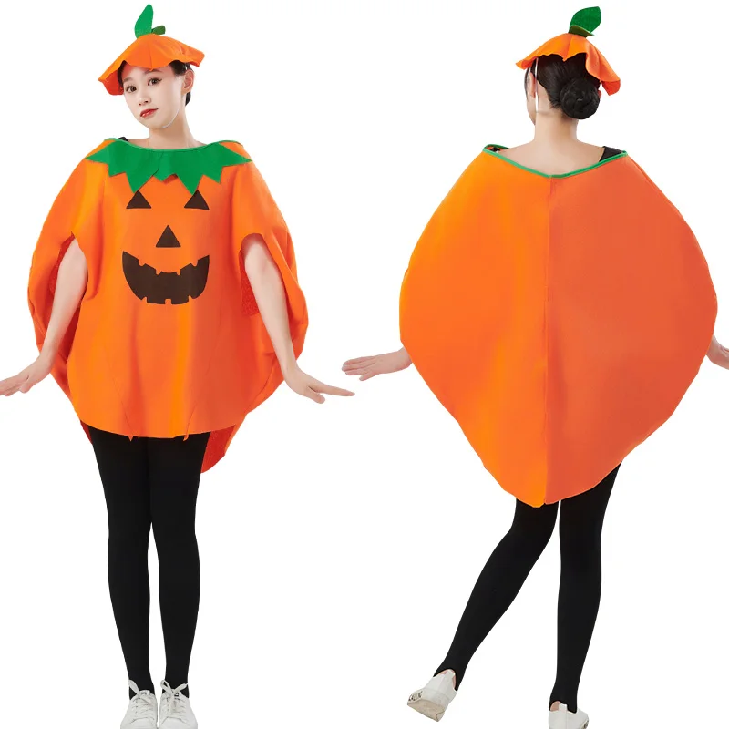 Adult Gril  Halloween Costume Kids Pumpkin Romper with Hat Shoes Cover Boys Girls Cosplay Jumpsuit