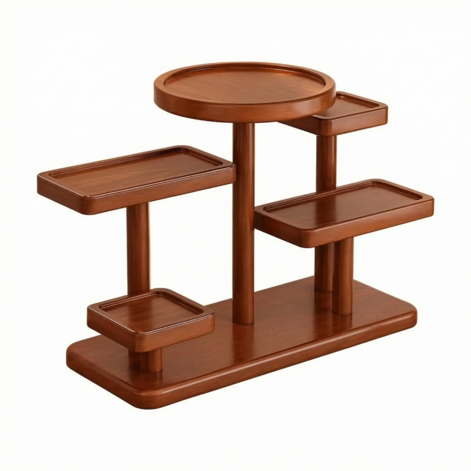 Wood Tabletop Storage Rack Wooden Small Item Storage Rack with Trays Tiered Tray Organizer Compact Entryway Drop Zone Organizer