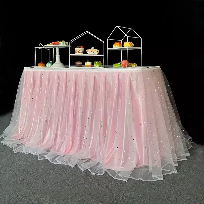 Starry Tulle Table Skirts Tutu Table Skirt for Wedding Birthday Party Tulle Table Skirt Decoration Tulle Table Skirt tablecloth