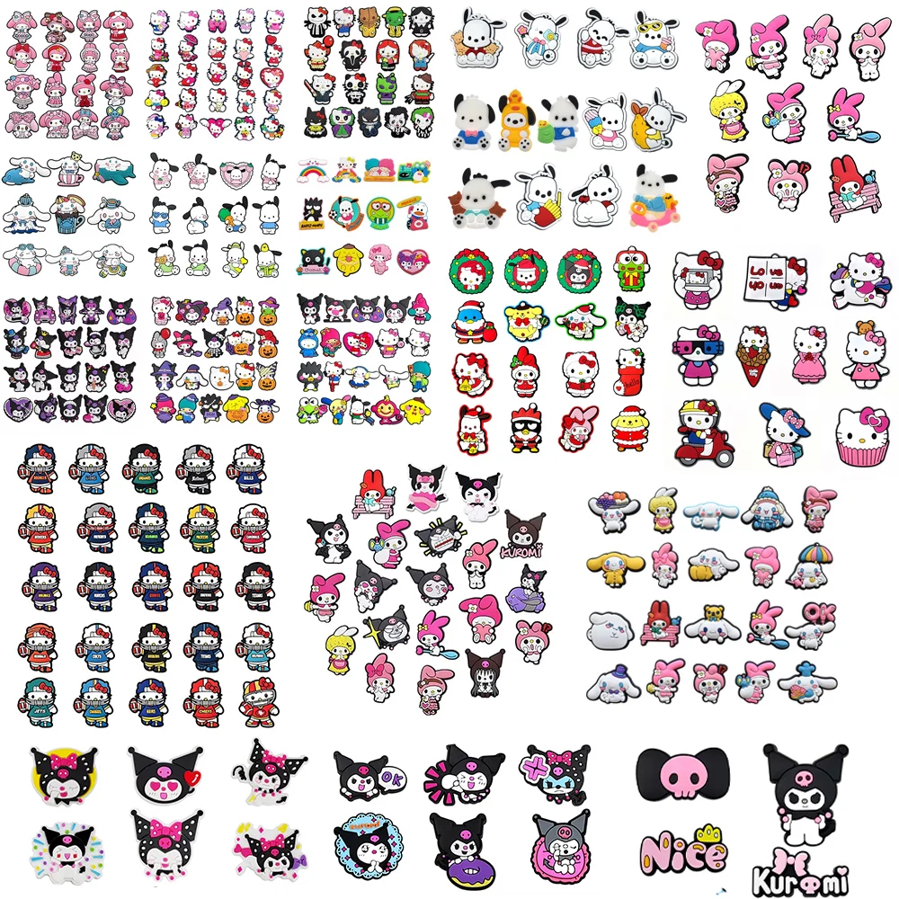 Random Mix 30-100PCS Mesuca Cute Cartoon PVC Shoe Charms  Shoe Decorations for Clogs Ideal Gifts for Kids