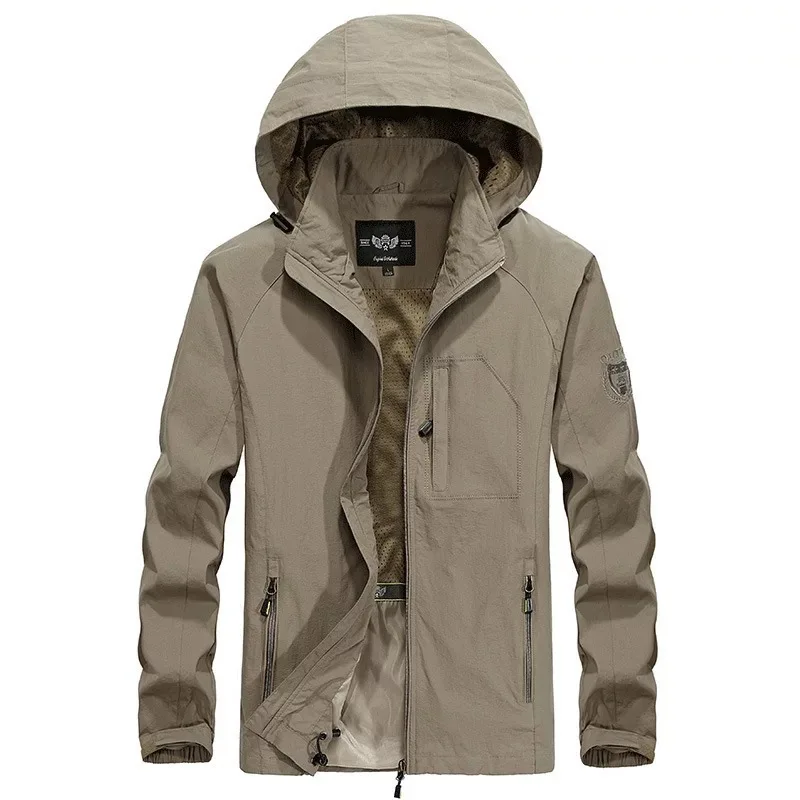 Coupe-vent fonctionnel extérieur pour hommes avec poignées amovibles, veste de travail imperméable, manteau de boxe de camping de randonnée, nouveau, automne, 2024