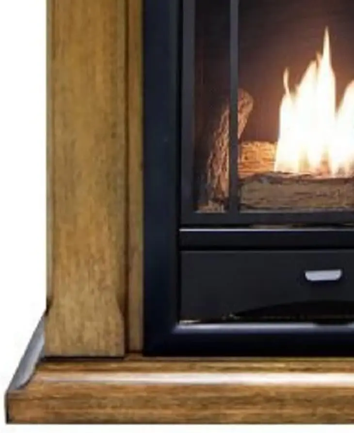 Dual Fuel Ventless Gas Fireplace System with Mantle, Thermostat Control, 4 Fire Logs, Use with Natural Gas or Liquid Propane, image 6