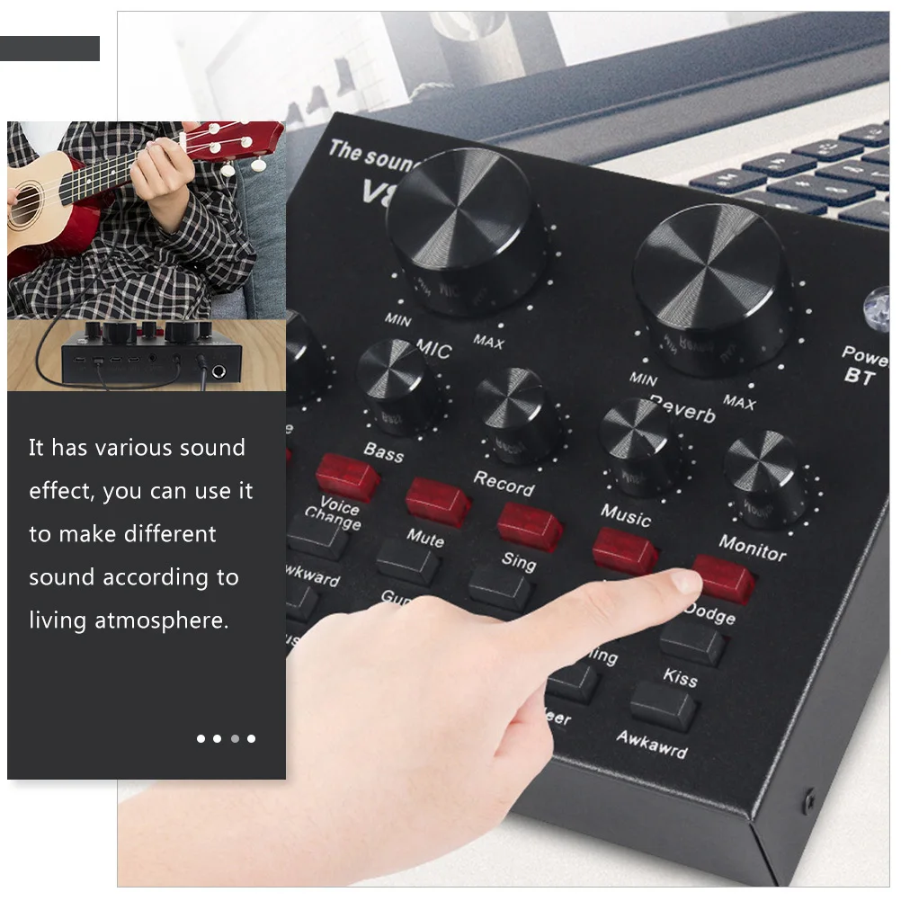 

1 Set Live Streaming Card With Noise Reduction Chip For Singing Music Recording Podcast Ktv Dj Mixer Board External Card For