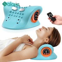 Electric Cervical Massager Neck Stretcher Pulse Traction Heating Pain Relif Chiropractic Traction Head Acupoint Massage Pillow