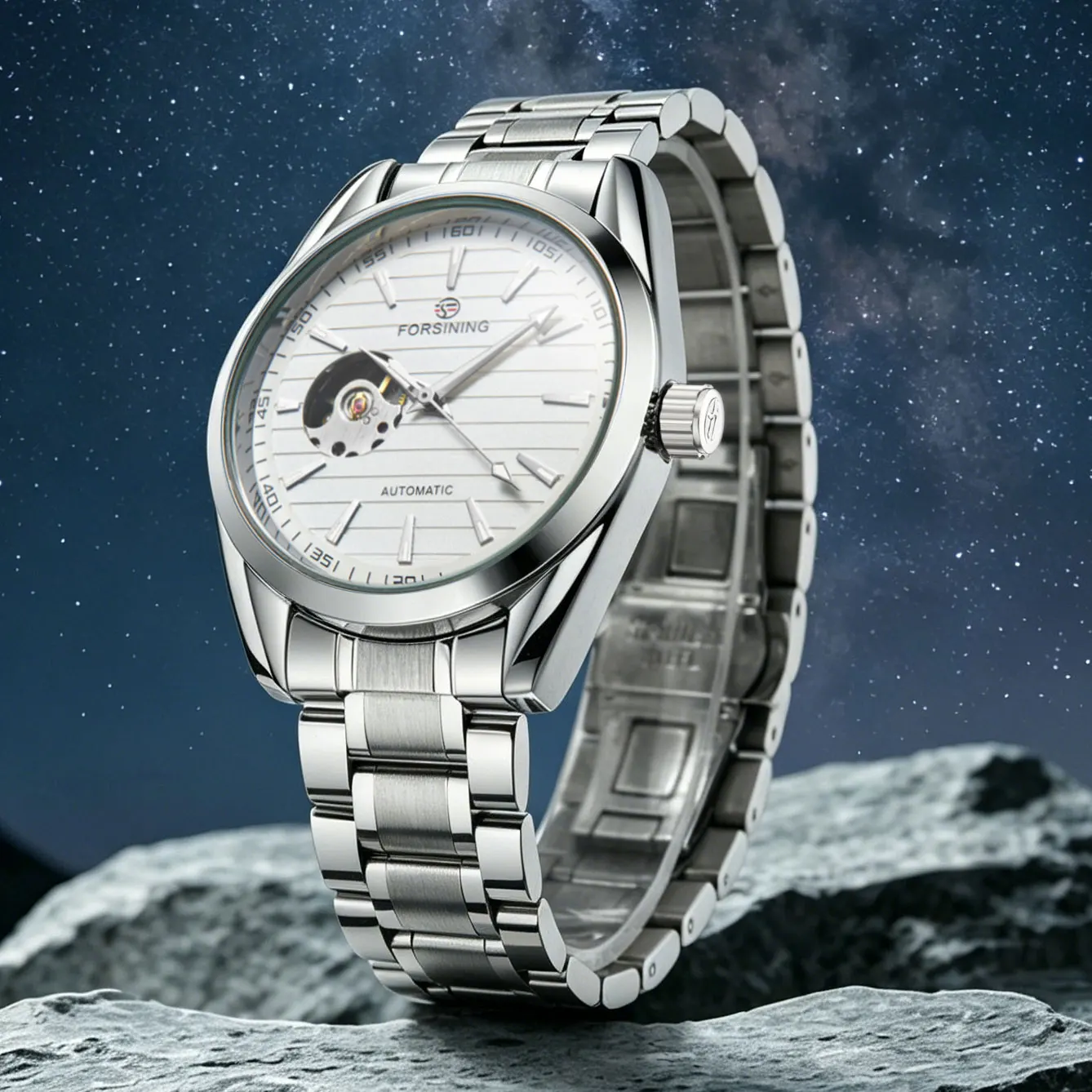 2026 FORSINING Official High End Luxury Male Watches Stainless Steel Skeleton Mechanical Automatic Movement Luminous Waterproof