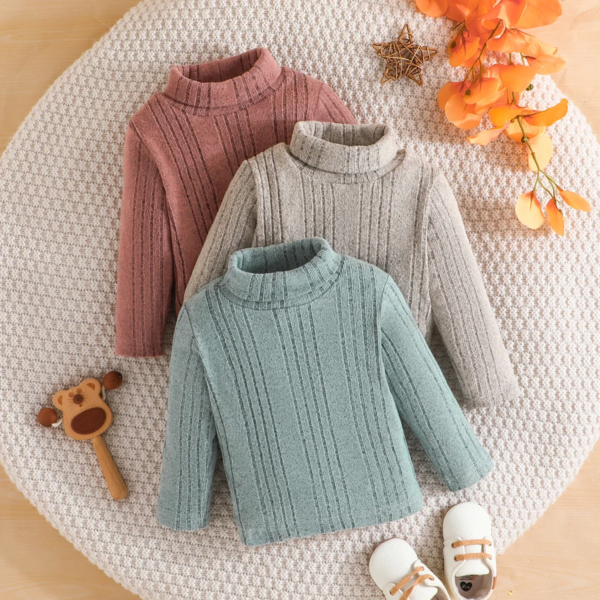 3PCS Set Ootd Terno for Newborn Baby Unisex Boy Girls Top 3-24 Months Fashion Long Sleeve Warm Sweater Winter