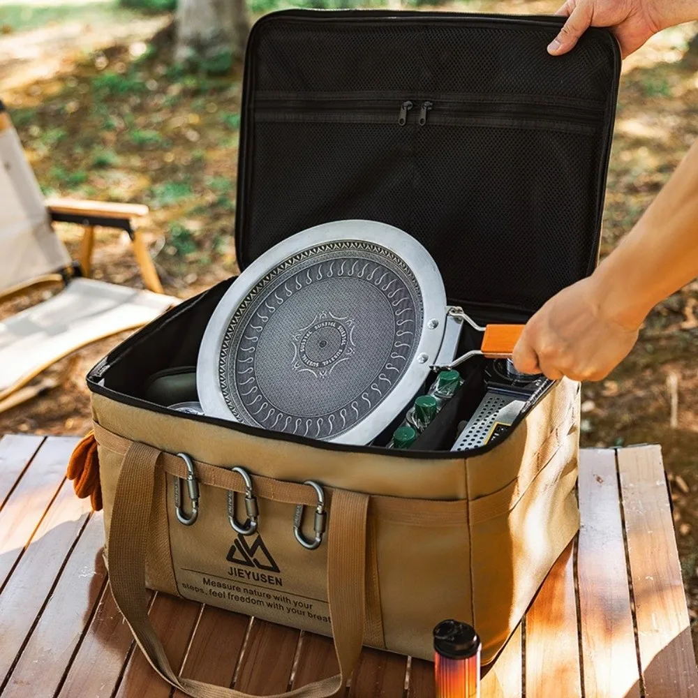 Large Capacity Camping Storage Bag Portable Oxford Cloth Outdoor Equipment Bag Lightweight Multi-Purpose Cookware Storage Bag