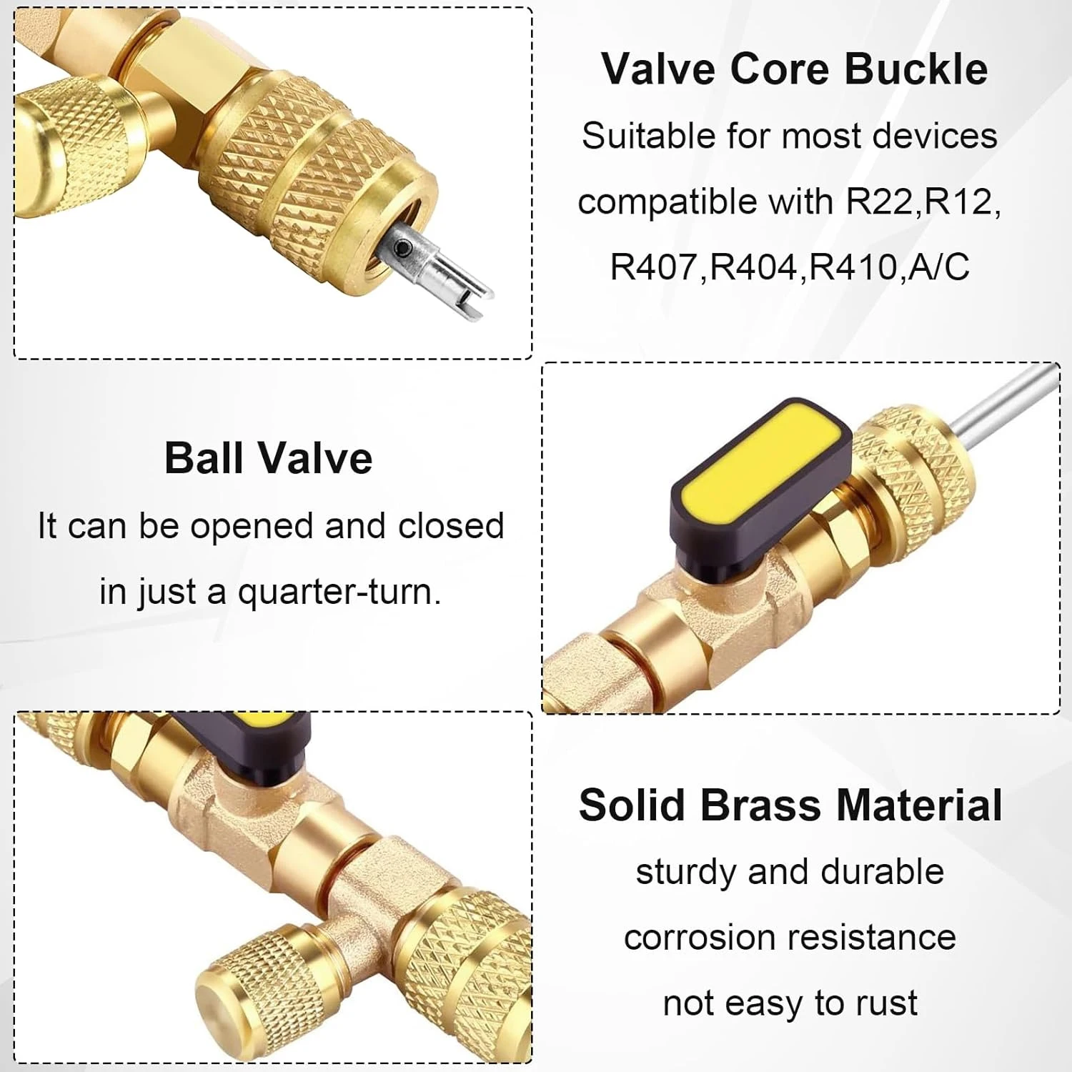Valve Core Remover Installer Tool, R410A R22 AC Schrader Valve Core Remover, Dual Size 1/4" & 5/16" Port HVAC Valve Core Removal