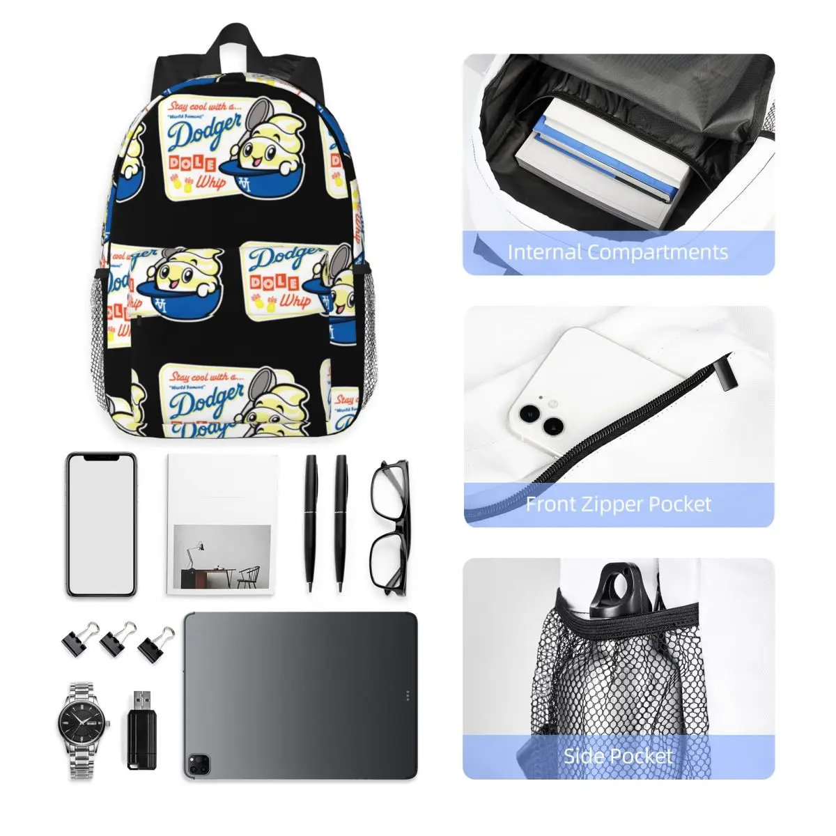 Weltberühmter Dodger Dole Whip Rucksack, heiß begehrter Tagesrucksack, große Kapazität, Büchertasche für Jungen und Mädchen, Umhängetaschen für Männer und Frauen, Schultasche