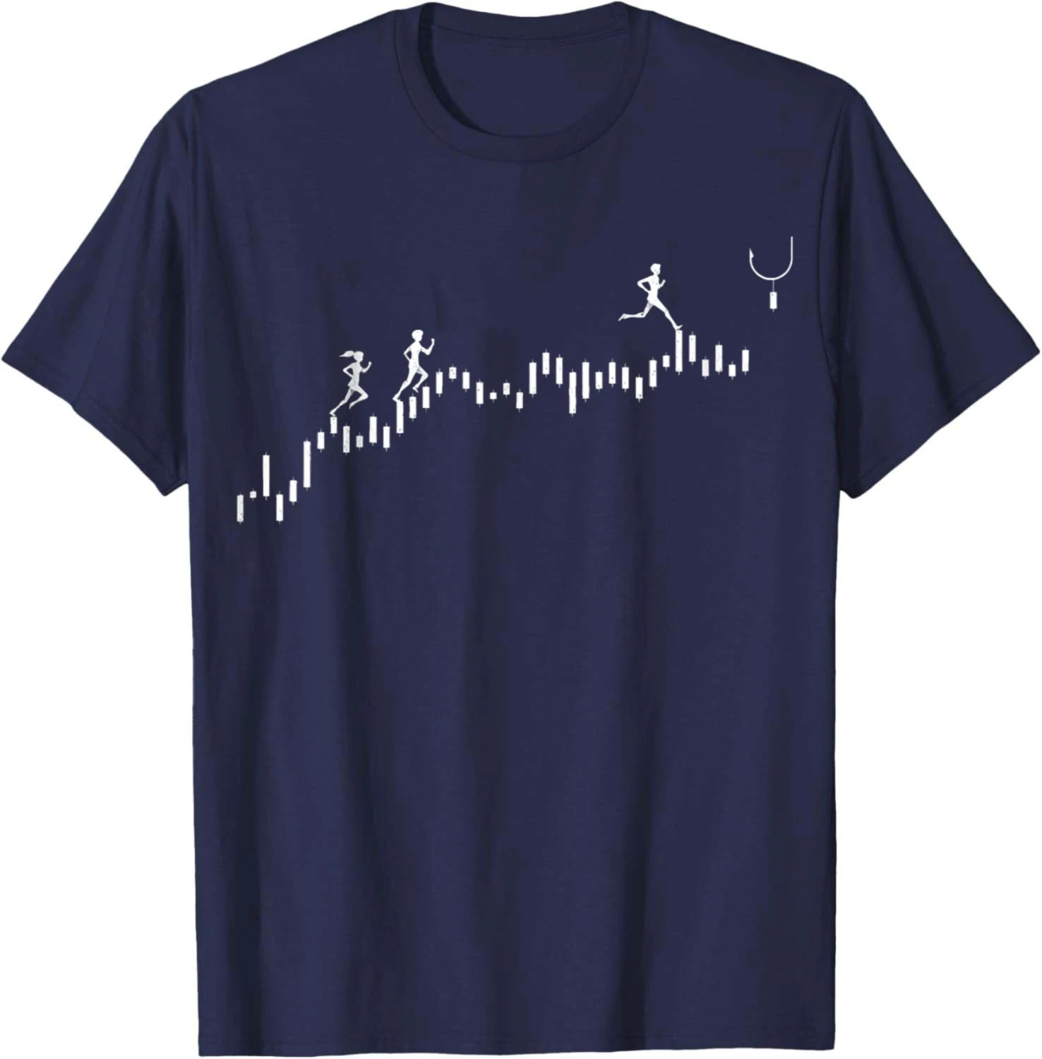 Running on Candlestick Graph Businessman Fishing Hook T-Shirt Cotton Summer Casual T Shirt Vintage Clothes Tops Ropa Hombre