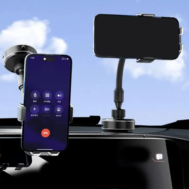 

Car Phone Holder Dashboard Mounted Cellphone Stand Flexible Hose 360 Degree Rotating Holder Vehicle Suction Cup Cradles F19E