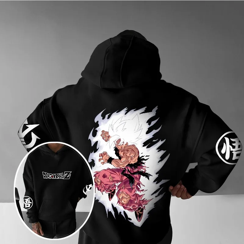 

Мужская толстовка с капюшоном Dragon Ball Z в стиле аниме с 3D принтом Goku Ultra Instinct, графическая толстовка с рисунком белой ауры и кандзи, элементный дизайн