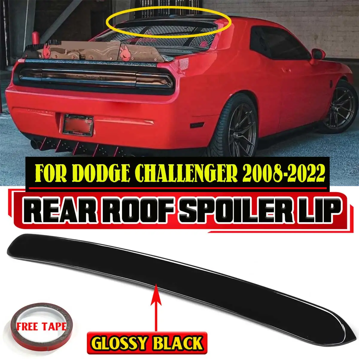 

Glossy Black/Carbon Fiber Look Car Rear Roof Spoiler Wing Lip ABS For DODGE For Challenger 2008-2022 Rear Tail Wing Spoiler Lip