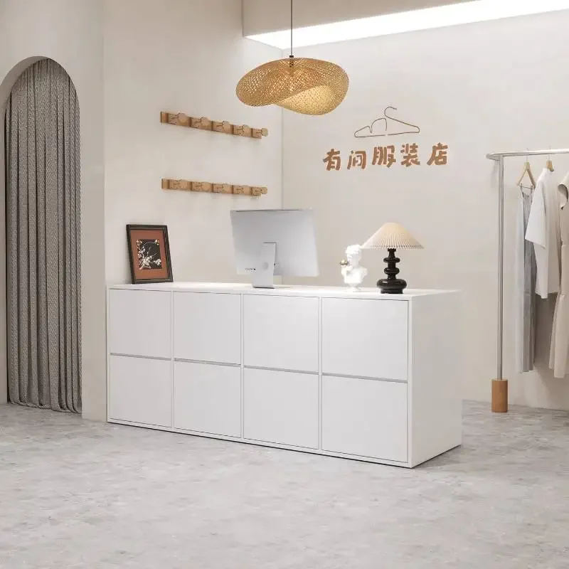 Vintage Brown Reception Counter Barber Boutique Design Clothing Reception Counter Retail Store Theke Empfang Office Furniture