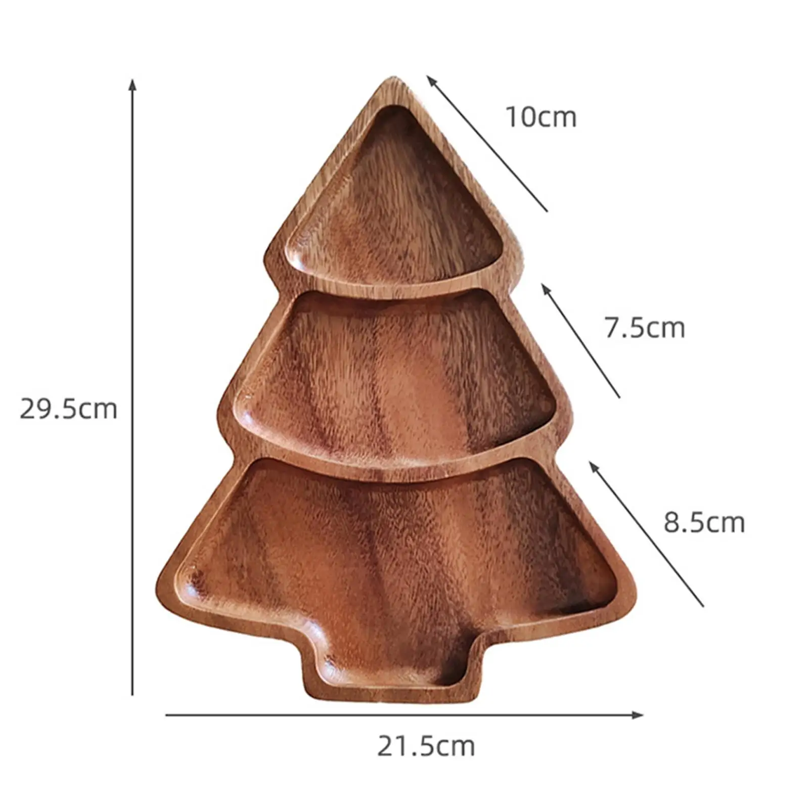 3 Grids Wooden Dessert Plates Christmas Tree Shaped Serving Tray for Nuts Candy Party Decoration