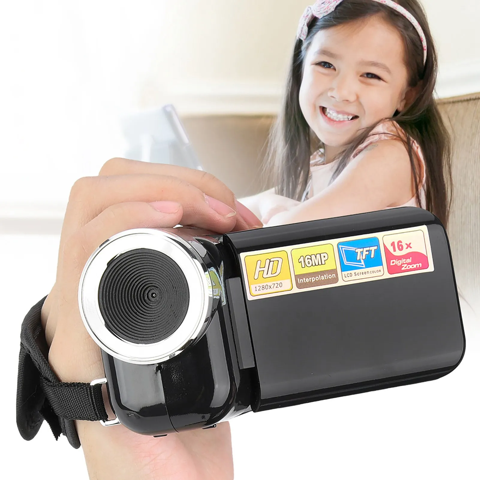 ZK40 Portable Children Kids HD Digital Video Camera Camcorder with TFT LCD Sceen Toy Black