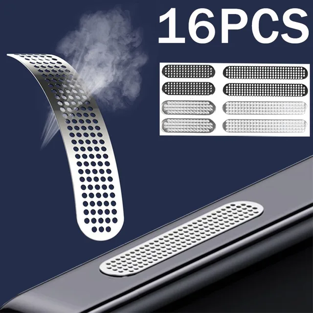 16-1 SZTUK Uniwersalna metalowa siatka przeciwpyłowa samoprzylepna naklejka na telefon do iPhone'a 16 15 Pro Max 16 Plus Otwór głośnikowy przeciwpyłowy