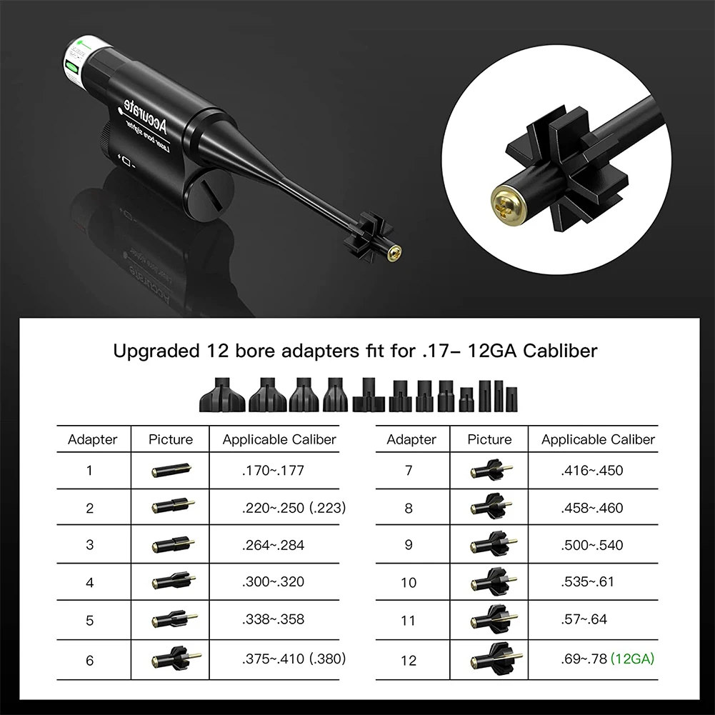 1Set Tactical Red Laser Bore Sight For .177 to 12GA Caliber for Pistols/Rifle/Shotgun Laser Boresighter Collimator Zeroing Scope