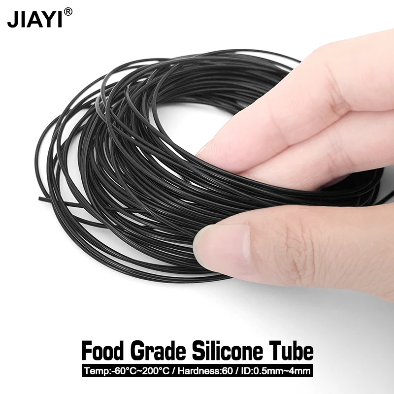 5 Meters Food Grade Silicone Rubber Hose Black Capillary Pipe Heat Resistant Flexible Nontoxic Silicone Tube I.D 0.5/1/2/3/4/5mm