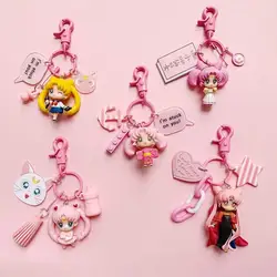 Sailor Moon Tsukino Usagi Chibiusa best friend Key buckle Car keychain pendant Anime peripherals Children Toys birthday present
