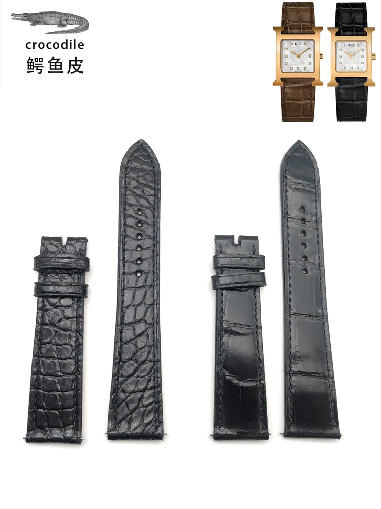 Suitable for Hermes strap genuine crocodile leather soft and durable high-grade 16mm20mm HH watch strap