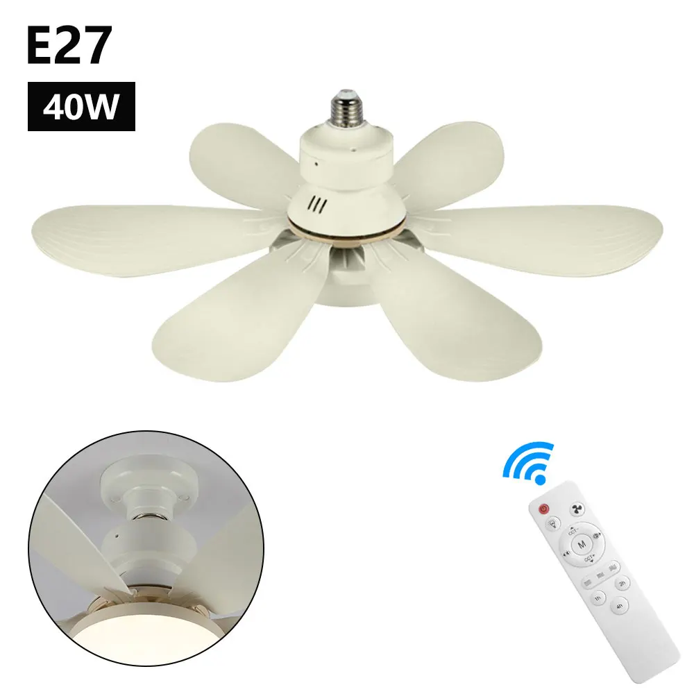 

Smart Ceiling Fan Light with Remote E27 Lighting Base 3-Speed Ceiling Fan LED Lamp for Bedroom Living Room Light AC85-265V