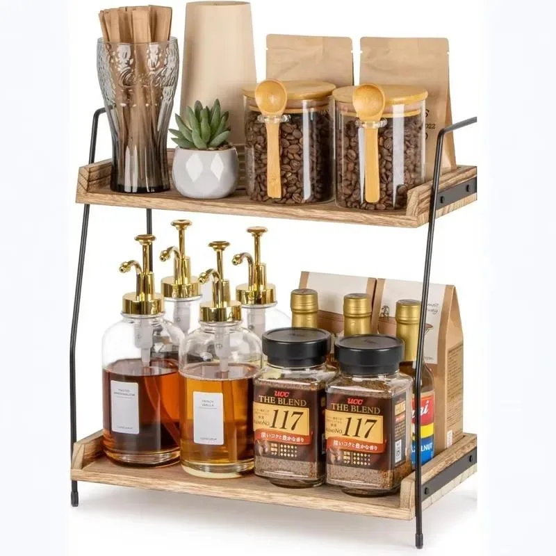 Cloud Marker Wooden Kitchen Storage Rack Double Layer Simple Modern Storage Condiments Bathroom toiletries Desktop