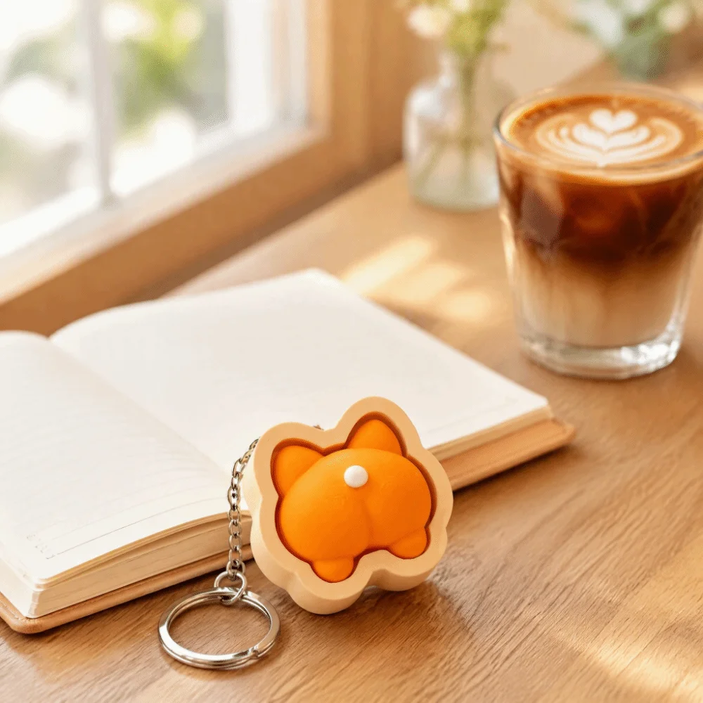 Keychain Soft Fidget Keychain Slow Resbound Cute Finger Button Clicker Novelty Funny Squeeze Keychain Students Gifts
