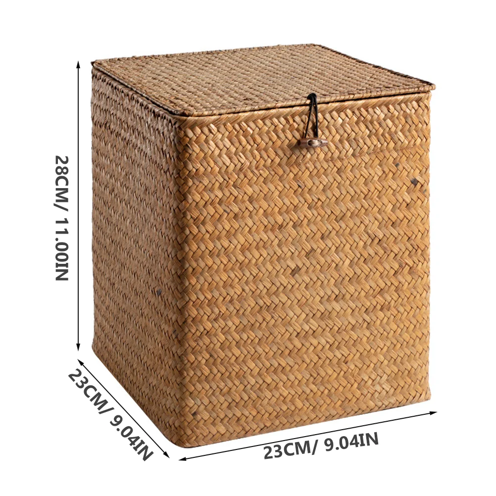 Rattan Bins Picnic Basket Storage Baskets Retro Case Woven Large Seagrass Cattail Straw Handwoven Laundry Hamper with Lid