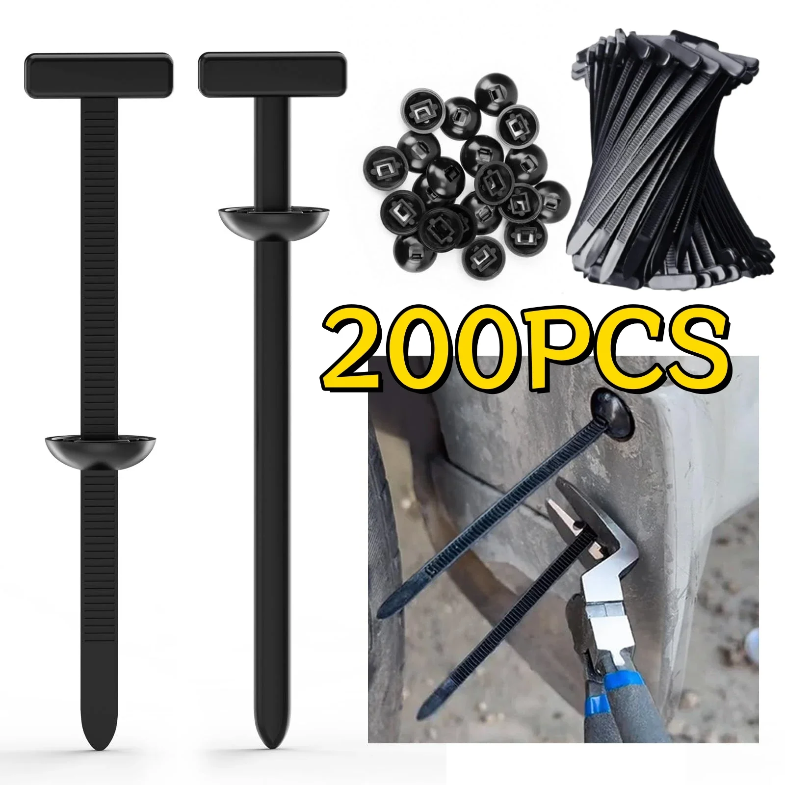 200/5 pçs fivela de gravata de cabo de náilon para carro automotivo reparação diária resistente auto-travamento universal náilon zip laços titular ferramentas