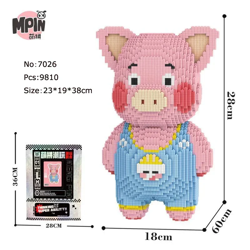 Kawaii Pig Connection Building Block Animal Pink Pig 3D Model Zmontowane Puzzle Micro Magic Bricks Zabawka na prezent urodzinowy dla dzieci