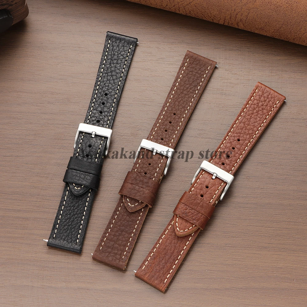 20 มม.22 มม.24 มม.นาฬิกาหนังสําหรับ Seiko สําหรับ Omega ของแท้หนังธุรกิจนาฬิกาผู้ชายสายรัดข้อมือเข็มขัดอุปกรณ์เสริม