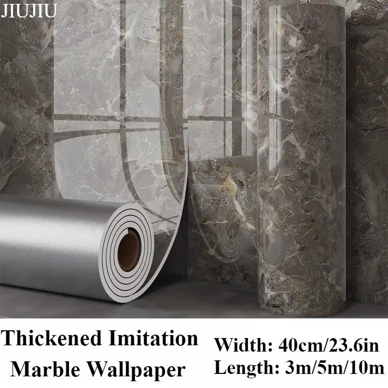 

Self Adhesive Vinyl Wallpaper - Marble Tile Effect, Easy To Peel and Stick, Suitable for Floor, Ceiling, and Wall Decoration