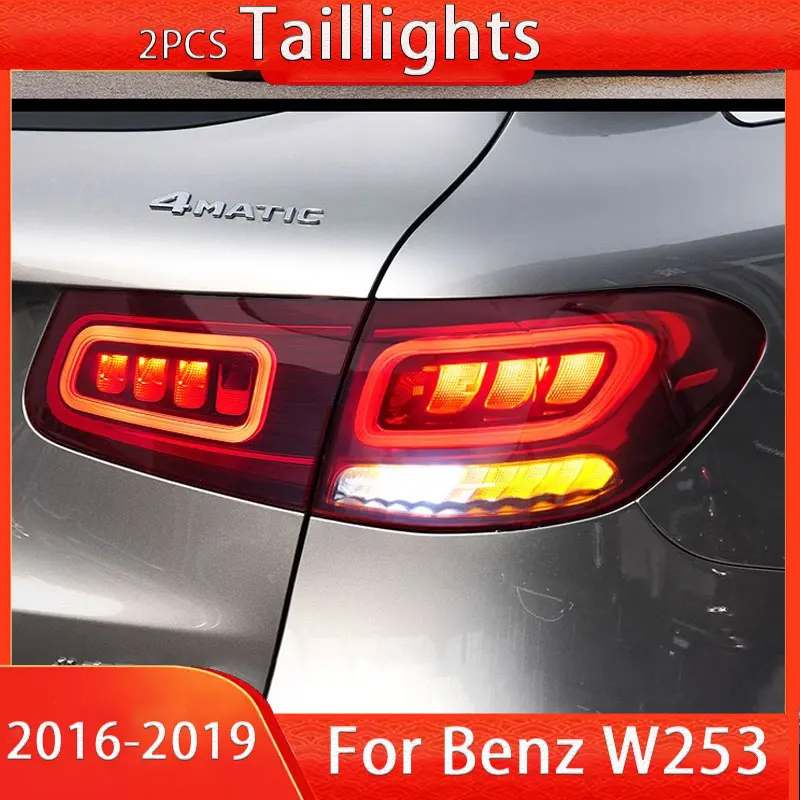 For Mercedes Benz GLC-Class W253 2016-2019 GLC260 300 LED Taillight Assembly Dragon Scale Flow Rear Tail Light Turn Dynamic DRL