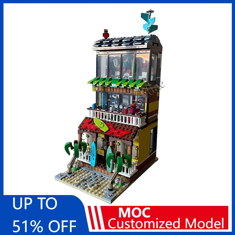 914Pcs MOC Customize Modular Surf Bar & Grill Alternate Building DIY Blocks Creative Children Puzzle Collection Bricks Toys Gift