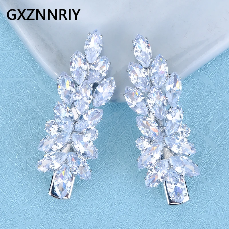 Bridal Wedding Hair Accessories Fashion Zircon Leaf Barrettes Hairpin Hair Clips for Women Party Bride Headpiece Jewelry Gift