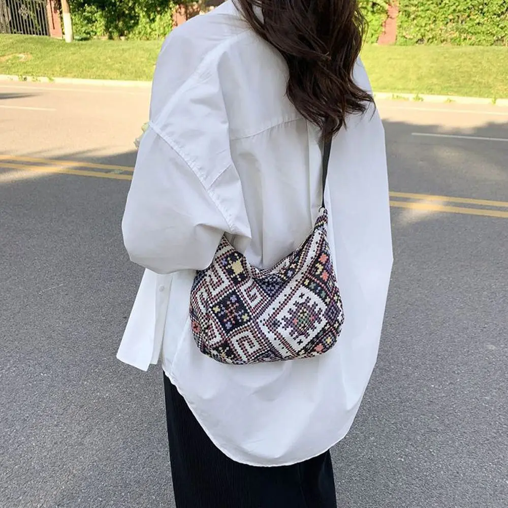 Bolso cruzado informal elegante a rayas para niñas, bolso de mano de gran capacidad, bolsos de hombro de lona para mujeres, bolsos de mensajero Coreanos