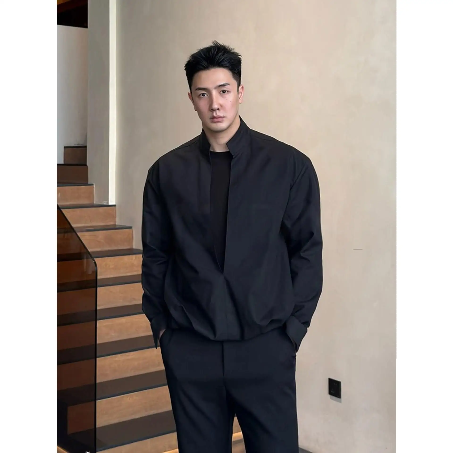 

Мужская осенняя легкая верхняя одежда Bla Casual с воротником-стойкой, имитация двухслойности, высококачественная, для стильных мужчин, утонченный дизайн