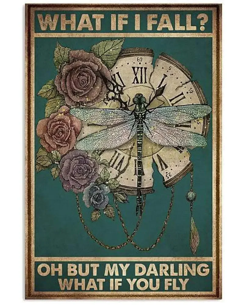 What If I Fall? Oh But My Darling What If You Fly Retro Metal Tin Sign Aluminum Metal Sign Home Parlor Bar Cafe Wall Decor Iron