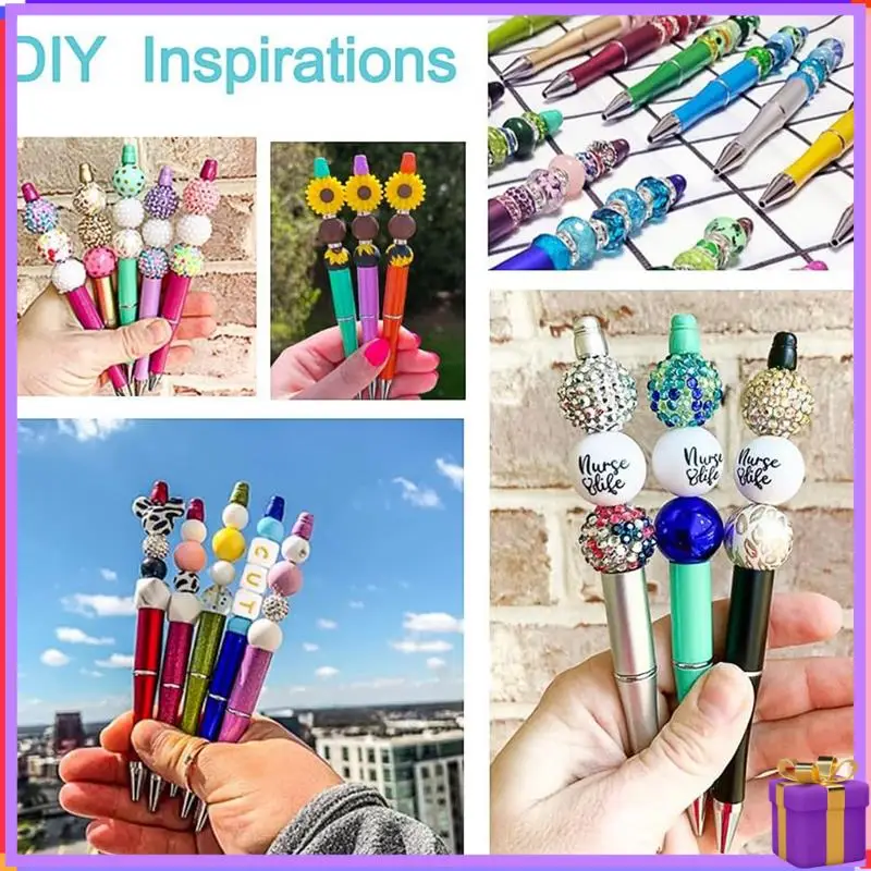 

Advanced 25Pcs Plastic Beadable Pens For DIY Pen Decorations Supplies Office School Brown Coffee Rose Gold Pink Goldenrod Easy T
