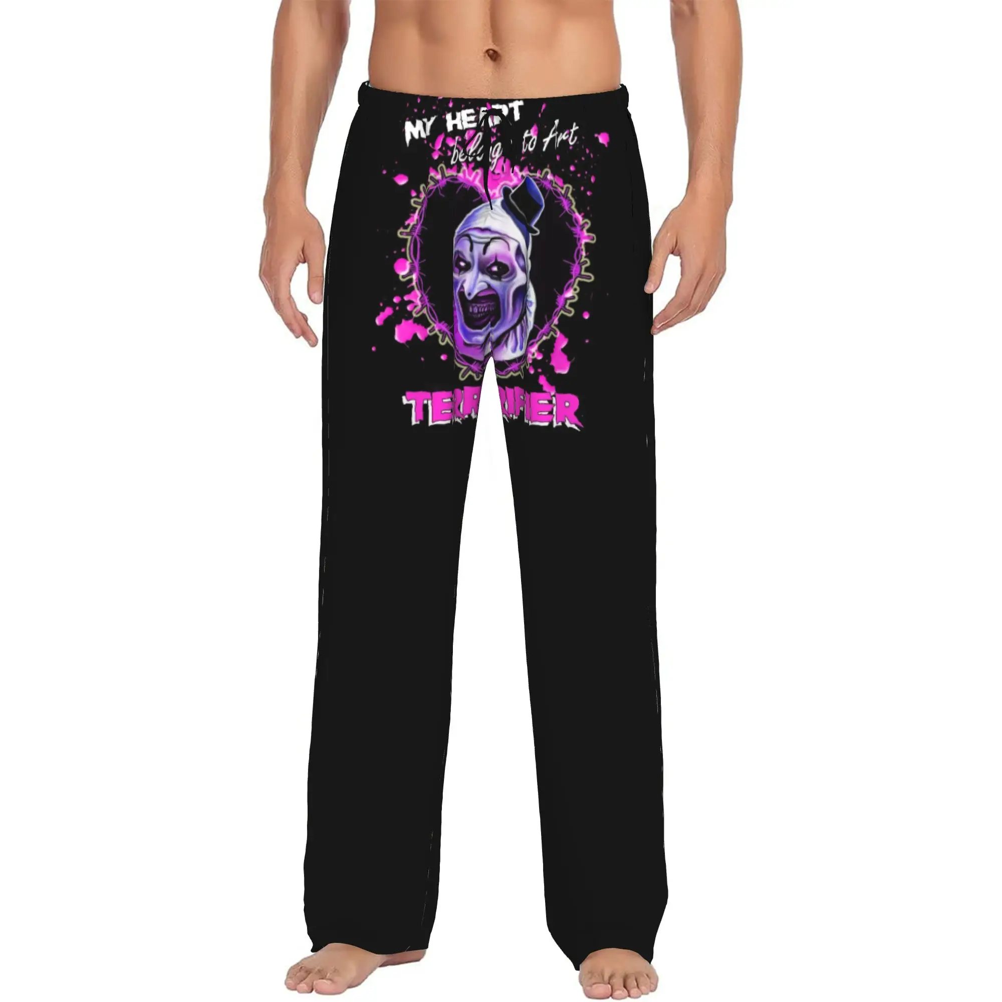 Custom T-Terrifiers Happy Holliday Halloween Pajama Pants Men's  Sleepwear Lounge Sleep Bottoms Stretch with Pockets