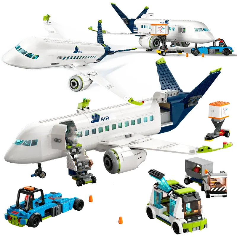 Compatible MOC Sets City Series Building Blocks  Passenger Airplane Airport Terminal Plane Children's Toys Assembling Gift