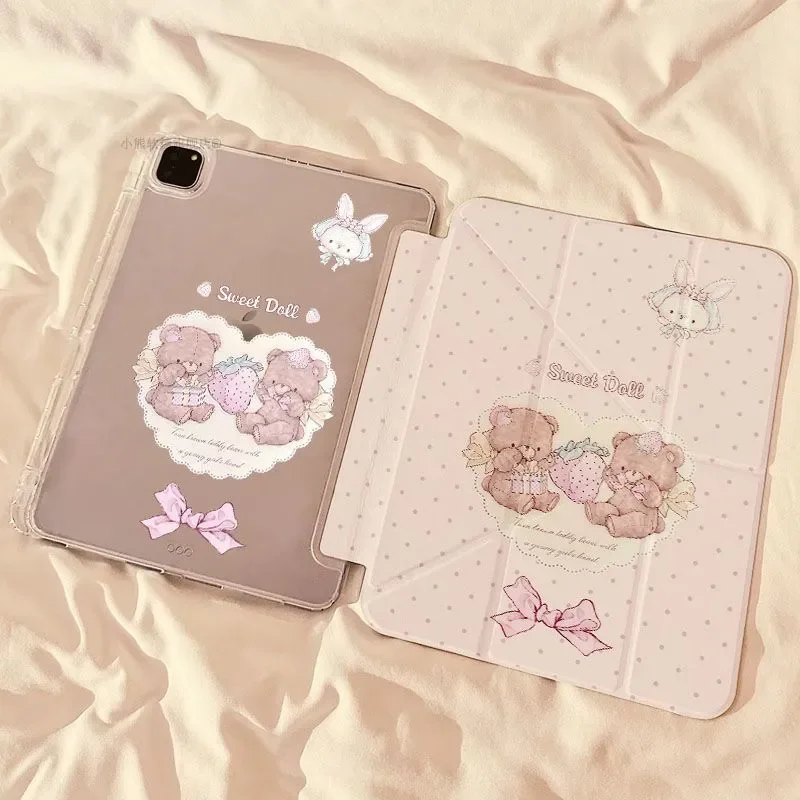 

Sweet Dool Bear Kawaii Tablet Case For iPad Pro 11 13 M2 M4 M3 9.7 10.2 5/6th 7/8/9/10/11th Mini 6 7 Air 1 2 3 4 5 6 Stand Cover
